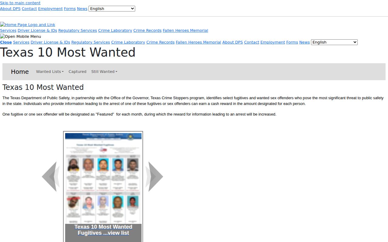 Texas DPS Most Wanted source for Hale County warrant information